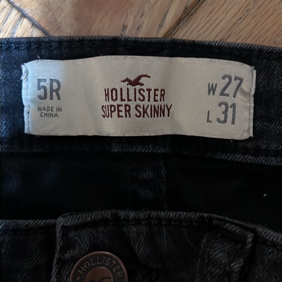 Hollister Destructed Super Skinny Black Stretch Jeans Jeggings 5R - Picture 10 of 13